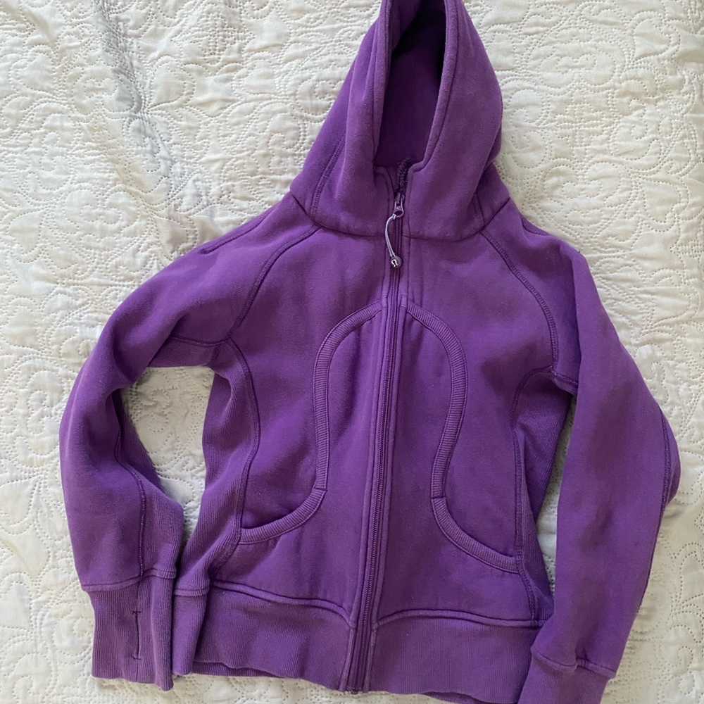 Purple Lululemon full-zip scuba hoodie